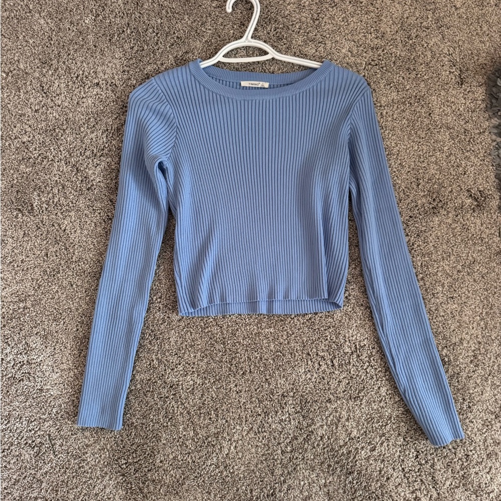 Timing Blue Ribbed Knit Sweater - Picture 2 of 4